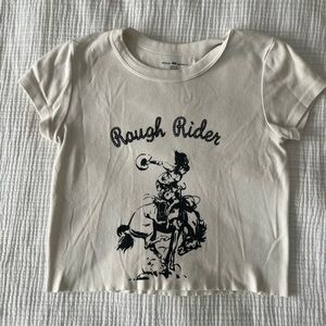 Brandy Melville White Graphic Shirt Cowboy